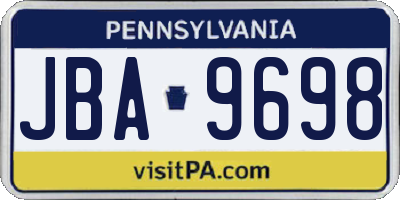 PA license plate JBA9698