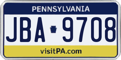 PA license plate JBA9708