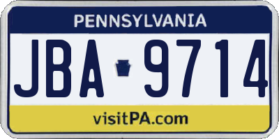 PA license plate JBA9714