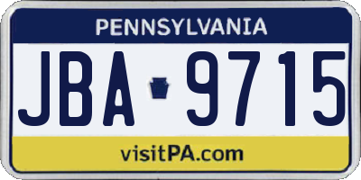 PA license plate JBA9715