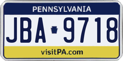 PA license plate JBA9718