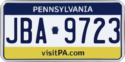 PA license plate JBA9723