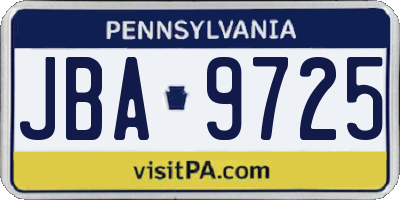 PA license plate JBA9725