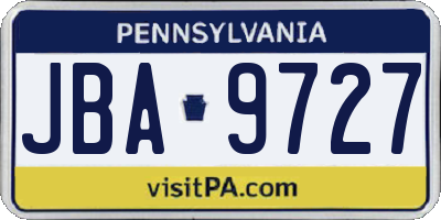 PA license plate JBA9727