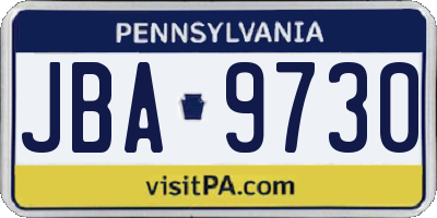 PA license plate JBA9730