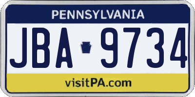 PA license plate JBA9734