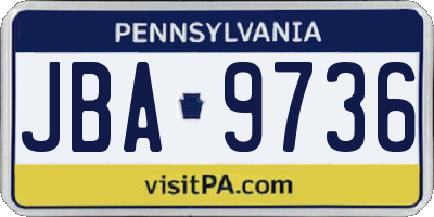 PA license plate JBA9736