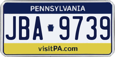 PA license plate JBA9739