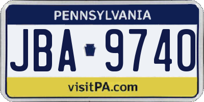 PA license plate JBA9740