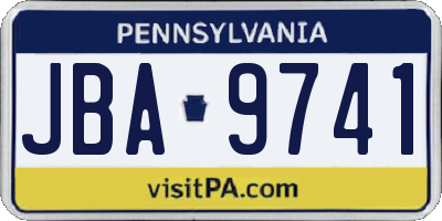 PA license plate JBA9741