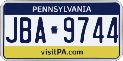 PA license plate JBA9744