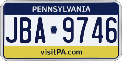 PA license plate JBA9746