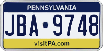PA license plate JBA9748