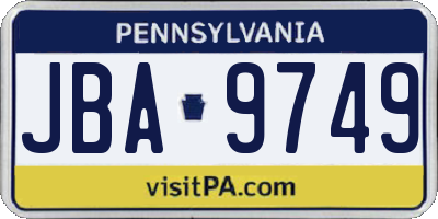 PA license plate JBA9749