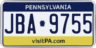 PA license plate JBA9755