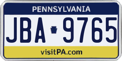 PA license plate JBA9765