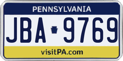 PA license plate JBA9769