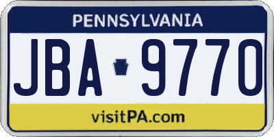 PA license plate JBA9770