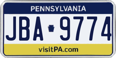 PA license plate JBA9774