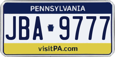 PA license plate JBA9777