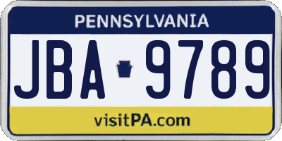 PA license plate JBA9789