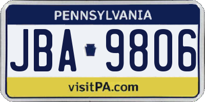 PA license plate JBA9806