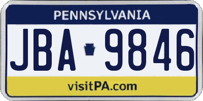 PA license plate JBA9846