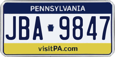 PA license plate JBA9847