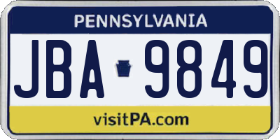 PA license plate JBA9849