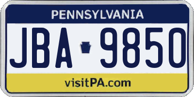 PA license plate JBA9850