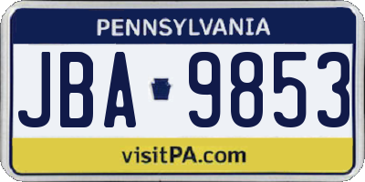 PA license plate JBA9853