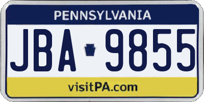 PA license plate JBA9855