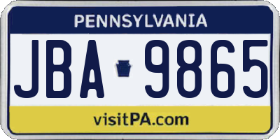 PA license plate JBA9865