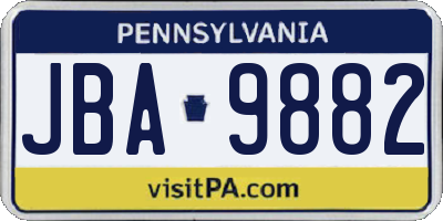 PA license plate JBA9882