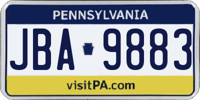 PA license plate JBA9883