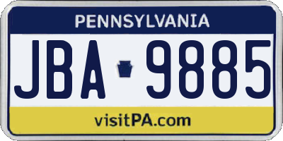 PA license plate JBA9885