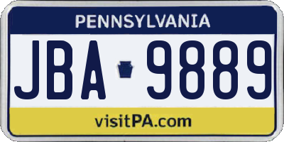 PA license plate JBA9889