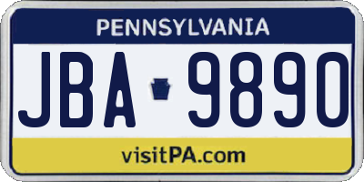 PA license plate JBA9890