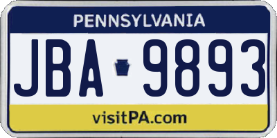 PA license plate JBA9893