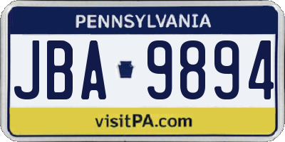 PA license plate JBA9894