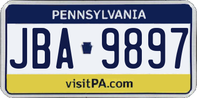 PA license plate JBA9897