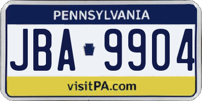 PA license plate JBA9904