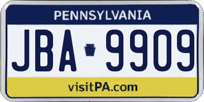 PA license plate JBA9909