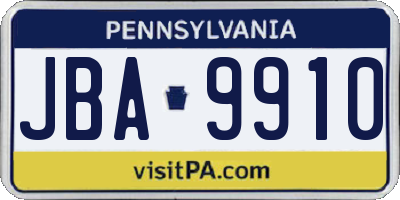 PA license plate JBA9910