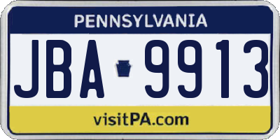 PA license plate JBA9913