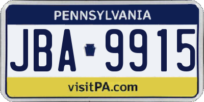 PA license plate JBA9915