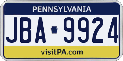 PA license plate JBA9924