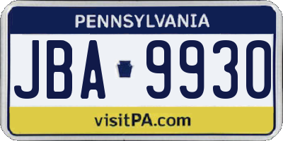 PA license plate JBA9930