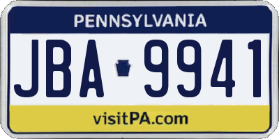 PA license plate JBA9941
