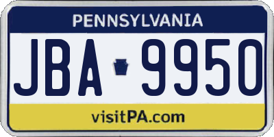 PA license plate JBA9950